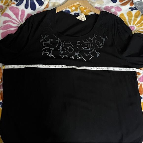 Faded Glory Embroidered Roll Tab Sleeve Peasant Top Women’s Size XL - Picture 4 of 6